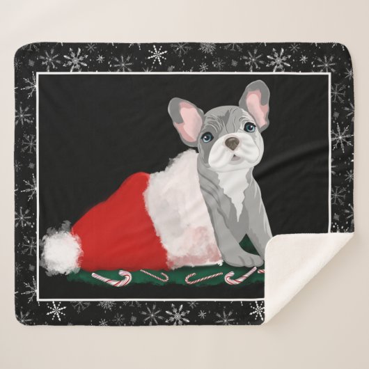 Franse bulledog-puppy op het Pet Sherpa Blanket va Sherpa Deken (Voorkant (horizontaal))