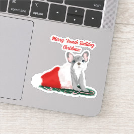 Franse bulledog-puppy op het Pet van Santa Sticker