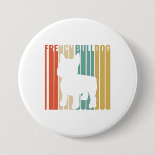 Franse bulledog Retro 1970s cadeau voor Hondenlief Ronde Button 7,6 Cm