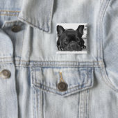 Franse bulledog Square Pin Vierkante Button 5,1 Cm (In situ)