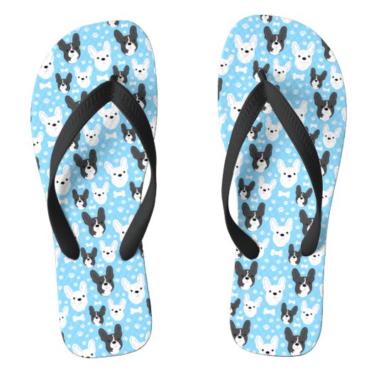 Franse bulledogs met het woord Funny Pattern Blue Teenslippers (Voetbed)