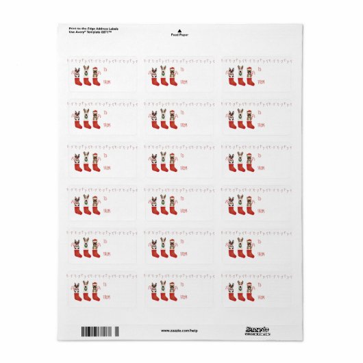 Franse bulledogs met kerstsnoer Rood Etiket (Full Sheet)