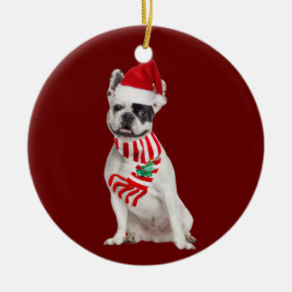 Franse bullehond met Pet kerst Keramisch Ornament