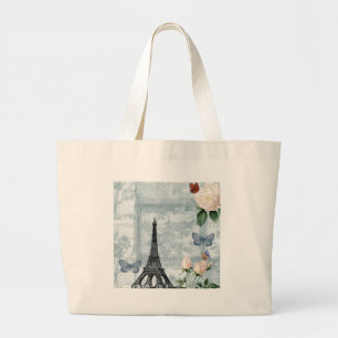 Franse Butterflies en Rozen Grote Tote Bag