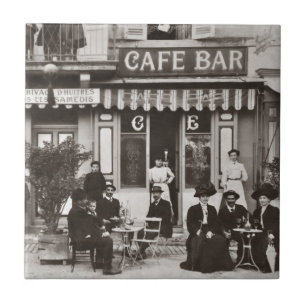 Franse café bar street scène tegeltje