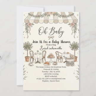 Franse Café Oh Baby Paris Bistro baby shower Kaart