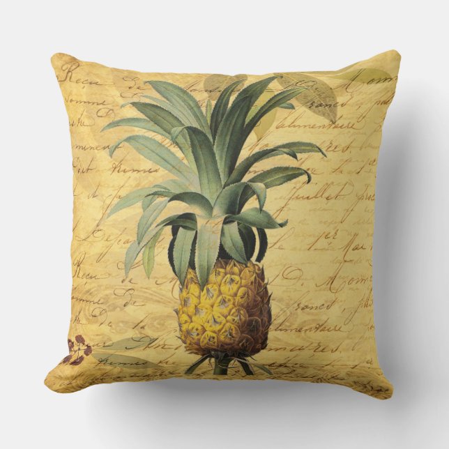 Franse Calligrafie Pineapple Rustic Elegant Kussen (Voorkant)