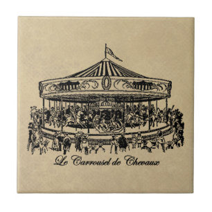 Franse carrouselpaarden Apparel en Gifts Tegeltje