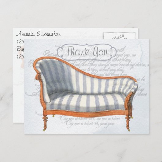 Franse Chaises Lounges Custom Bedankt Briefkaart (Voorkant / Achterkant)