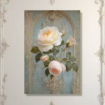 Franse Chateau Blauw Roze Bloemen Decoupage