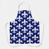 Franse Chef Fleur de Lys Blue en White Frankrijk Schort (Voorkant)
