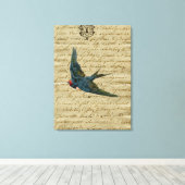 Franse Chic Bird Print Flying Swallow (Insitu (Houten vloer))
