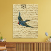 Franse Chic Bird Print Flying Swallow (Insitu (Woonkamer))