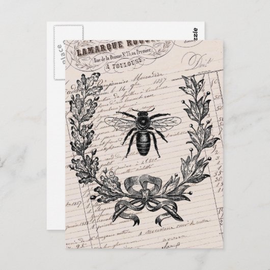 Franse Chic Honey Bee Briefkaart (Voorkant / Achterkant)