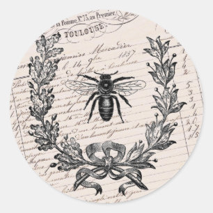  Franse Chic Honey Bee Ronde Sticker