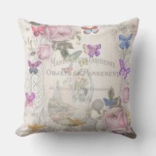 Franse chic, landroest, bloempatroon, rozen, zijn buitenkussen