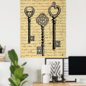  Franse Chic Skeleton Keys Poster (Thuiskantoor)