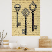  Franse Chic Skeleton Keys Poster (Keuken)