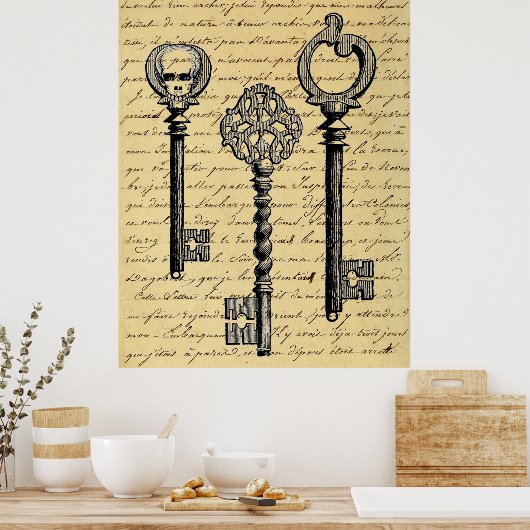 Franse Chic Skeleton Keys Poster (Keuken)