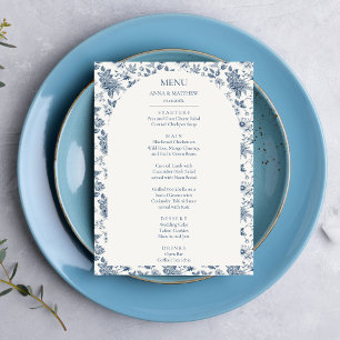 Franse  Chinoiserie Bloemenblauw Huwelijk Menu
