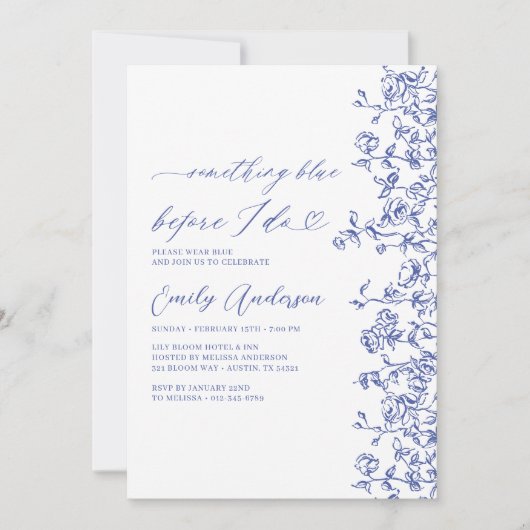 Franse Chinoiserie Iets blauw Vrijgezellenfeest Kaart (Voorkant)