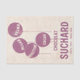 Franse Chocolade en Paarse ballon  Parijs Tissuepapier