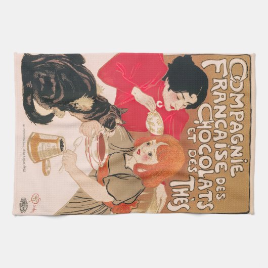 Franse chocolade en  thee Steinlen Poster Theedoek (Horizontaal)