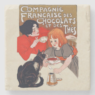Franse Chocolade Feest Steinlen Kunst Stenen Onderzetter