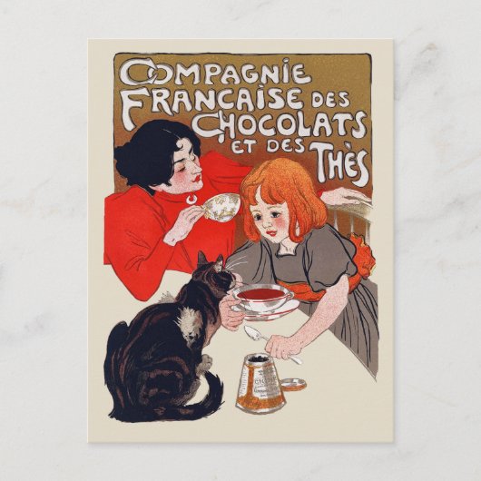 Franse chocolade partij Steinlen Art Briefkaart (Voorkant)