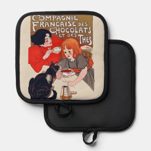 Franse chocolade partij Steinlen Art Pannenlap (Voorkant / Achterkant)