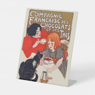 Franse chocolade partij Steinlen Art Reclamebord Met Voetstuk