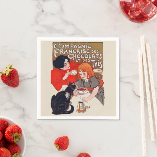 Franse chocolade partij Steinlen Art Servet (Insitu)