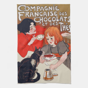 Franse chocolade partij Steinlen Art Theedoek