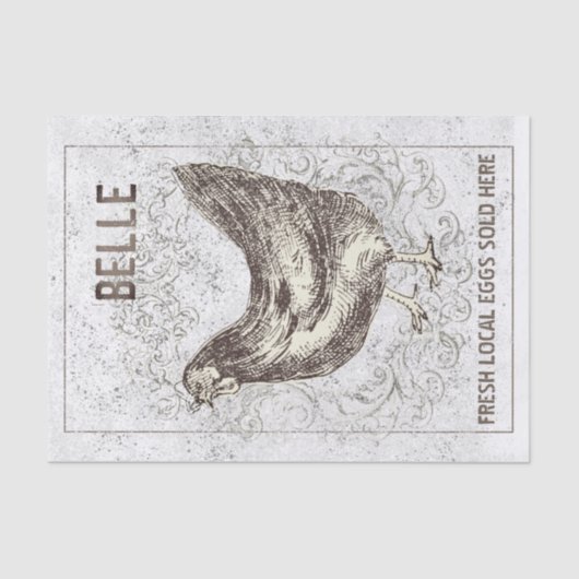 Franse cichorei HEN Grunge Ivory Decoupage Tissuepapier (Voorkant)