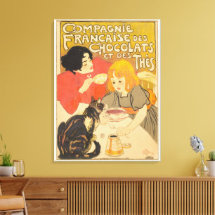 Franse Compagnie van Chocolade en Thee, Art Nouvea Canvas Afdruk