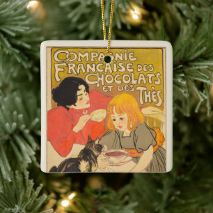 Franse Compagnie van Chocolade en Theeën, Art Nouv Keramisch Ornament