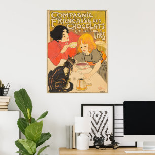 Franse Compagnie van Chocolade en Theeën, Art Nouv Poster
