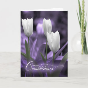 Franse condoleances met paarse en witte tulpen kaart