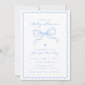 Franse Coquette Bow Whimsy Lijst Boy Baby shower Kaart (Voorkant)