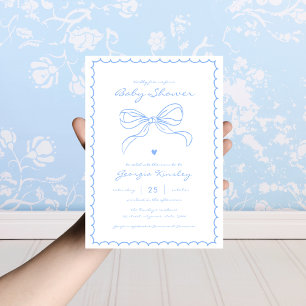 Franse Coquette Bow Whimsy Lijst Boy Baby shower Kaart