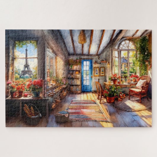Franse Cottage Waterverf Legpuzzel (Horizontaal)