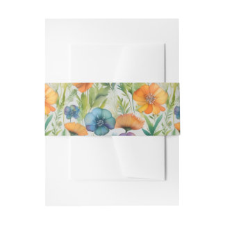 Franse Country Decor Waterverf Wildflowers Uitnodigingen Wikkel