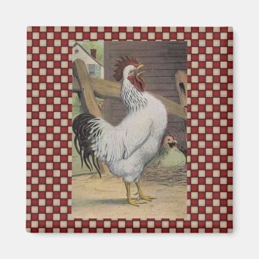 Franse Country Rooster Hen Koelkast Magneet (Voorkant)
