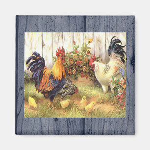 Franse Country Roosters/Baby Chicks Koelkast Magne Magneet