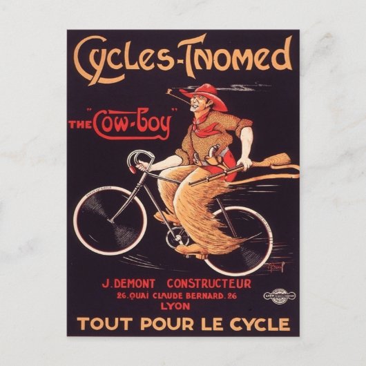 Franse Cowboy Bicycle Ad Briefkaart (Voorkant)