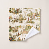 Franse Creme Toile Chinoiserie stijl rustiek Bad Handdoek (Wasdoekje)