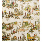Franse Creme Toile Chinoiserie stijl rustiek Douchegordijn (Voorkant)