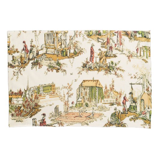 Franse Creme Toile Chinoiserie stijl rustiek Kussensloop (Voorkant)