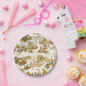 Franse Creme Toile Chinoiserie stijl rustiek Papieren Bordje (Feest)