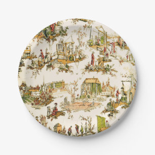 Franse Creme Toile Chinoiserie stijl rustiek Papieren Bordje